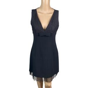 Michael Kors Black Virgin Wool Lace Bow Sheath Dress - Size 4